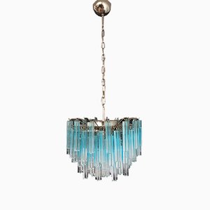 Vintage Blue Murano Glass Quadriedri Ceiling Lamp, 1980s