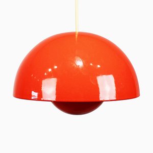 Red Flowerpot Model VP1 Pendant by Verner Panton, 1970s