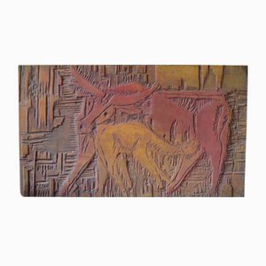 Carved Wooden Plaque, 1970s