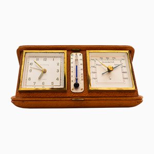 Reloj despertador con termómetro y barómetro Europe, años 50