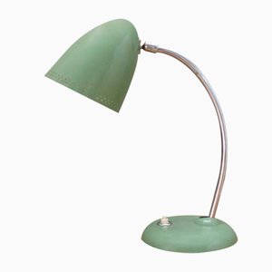 Lampada da tavolo flessibile laccata verde e placcata in cromo, anni '50