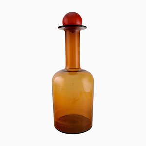 Colossal Vase Bottle in Brown Art Glass with Red Ball by Otto Brauer for Holmegaard, 1960s