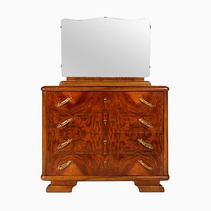 Commode Art Déco en Noyer avec Miroir de Gaetano Borsani, 1920s