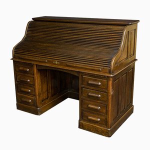 Antique Edwardian Oak Roll Top Desk