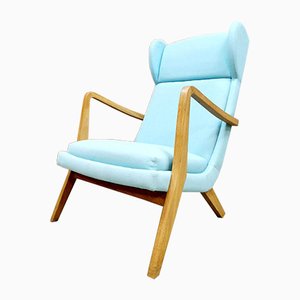 Poltrona Wingback vintage blu, Danimarca, anni '60