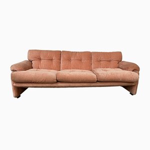 Italienisches Mid-Century Rosa Samt Flamingo Sofa aus Samt von Tobia Scarpa für B & B, 1960er