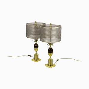 Lampade a uovo in bachelite e bronzo dorato, anni '70, set di 2