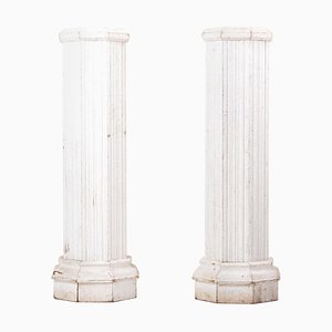Vintage Italian Oak Pedestals, Set of 2