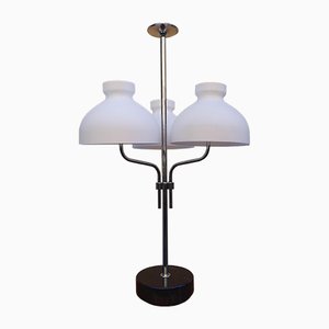 Lampe de Bureau à 3 Lampes Modèle LTA3B en Chrome et Verre Opalin par Ignazio Gardella pour Azucena, 2000s