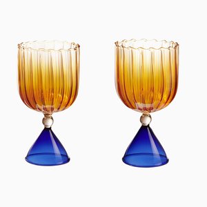 Calypso Water & Wine Set in Amber by Serena Confalonieri, Set of 2
