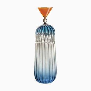 Blaue Calypso Flasche + Glas von Serena Confalonieri
