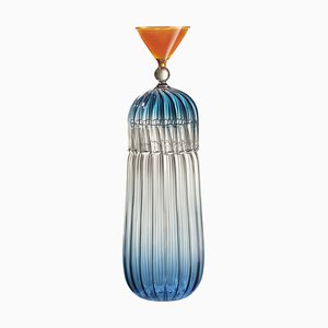 Calypso Blue Bottle + Glass by Serena Confalonieri