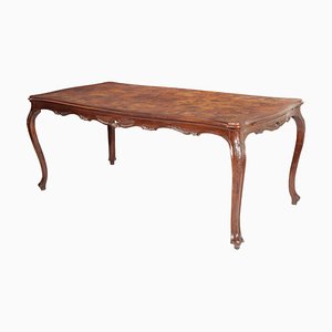 Vintage Baroque Style Hand Carved Burl Walnut Dining Table from Bovolone, 1920s