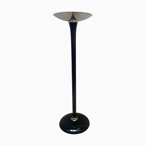 Art Deco Style Floor Lamp in Black Lacquer and Nickel