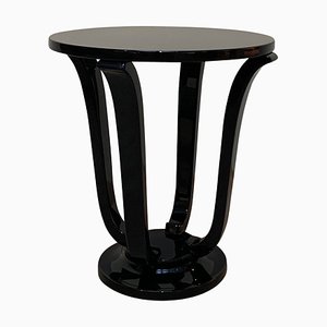 4-Legged Art Deco Style Guéridon Side Table in Black Lacquer