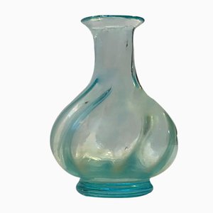 Opaque Art Deco Vase aus blauem Opalglas, 1920er