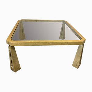 Vintage Glass and Brass Coffee Table by Peter Ghyczy