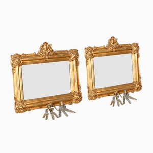 Espejos dorados, siglo XIX. Juego de 2