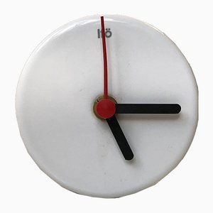 Reloj de pared minimalista de porcelana blanca de Ifö, años 90