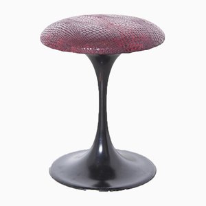 Black and Red Trumpet Base Stool, 1970s