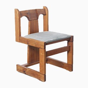 Solid Pine Tripod Dining Chair, 1970s