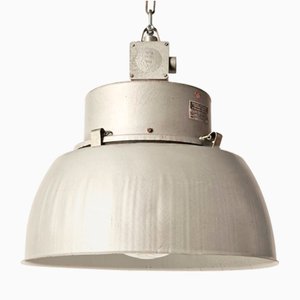 Industrielle Vintage Deckenlampe in Metallic-Grau