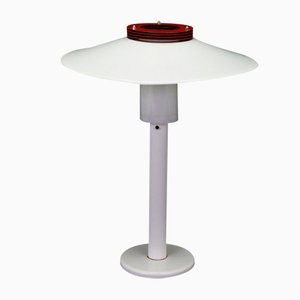 Mid-Century Danish White and Red Metal Table Lamp, 1970s