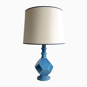 Lampada da tavolo geometrica in ceramica blu, anni '60