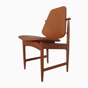 Teak and Brass Side Chair by Arne Hovmand-Olsen for Mogens Kold, 1950s