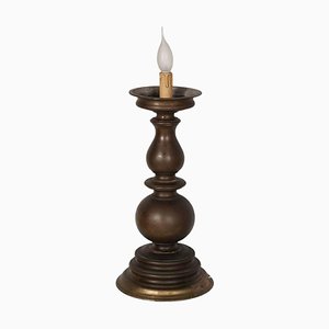 17th Century Baroque Bronze Candleholder Table Lamp