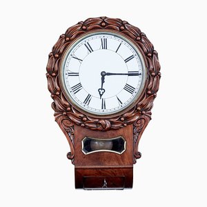 Reloj de pared victoriano de caoba tallada, siglo XIX