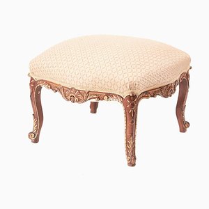 Antique Victorian Carved and Gilt Walnut Stool