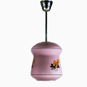 Small Violet Glass Pendant Lamp from EMI, 1940s