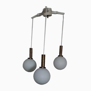 Weiße Vintage Kaskadenlampe aus Opalglas & Messing, 1970er