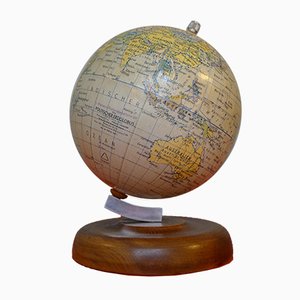 Small 11 cm Globe on Wood Stand from Paul Räth & Hermann Haack, 1940s