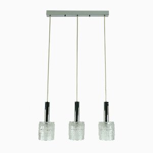 Mid-Century Glass and Chrome Chandelier from Hillebrand Lighting