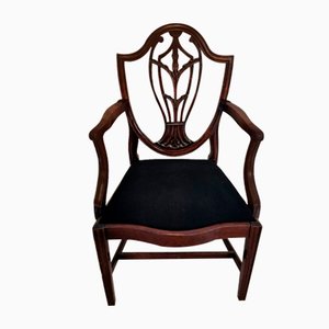 Antique Arts & Crafts French Dark Mahogany Desk Chair