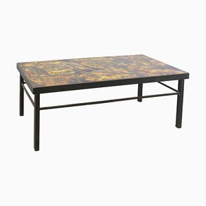 Mid-Century French Iron & Fawn Enamel Top Coffee Table in the Style of Cloutier Brothers, 1960s