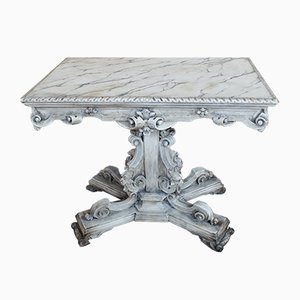 Mesa de centro italiana estilo barroco victoriano de mármol de imitación pintada