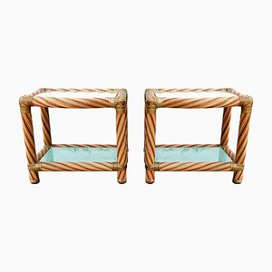 Vintage Rattan Nightstands by Alberto Smania for Studio Interni Smania, 1970s, Set of 2