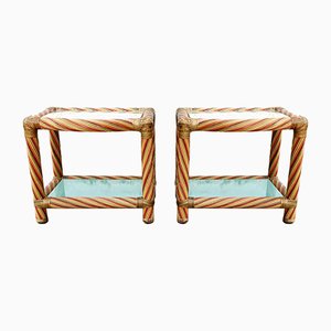 Vintage Rattan Nightstands by Alberto Smania for Studio Interni Smania, 1970s, Set of 2