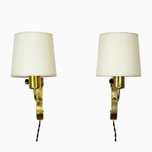 Finnish Brass Sconces by Maria Lindemann for Idman Oy, 1950s, Set of 2
