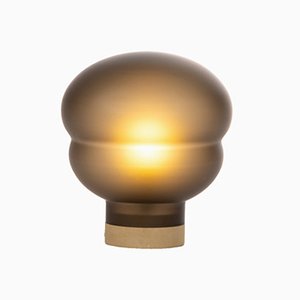 Petite Lampe Kumo en Gris Fumé avec Base Taupe