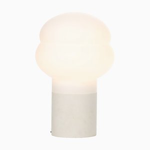 Lampada Kumo alta in acetato bianco con base bianca