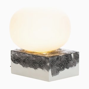 Magma Two Low Lampe aus weißem Acetato mit weißem Sockel von Ferréol Babin