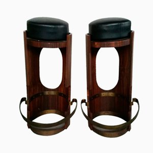 Set of Vintage Italian Wooden Stools, 1950s