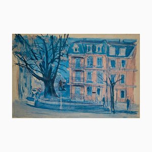 Pintura en tonos pastel Cityscape, 1962