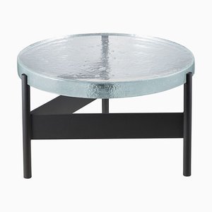 Grande Table d'Appoint Alwa Two 5601TB avec Plateau Transparent et Socle Noir par Sebastian Herkner pour Pulpo