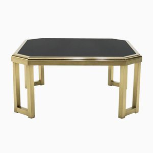 Brass, Black Opaline Glass Coffee Table from Maison Jansen, 1970s