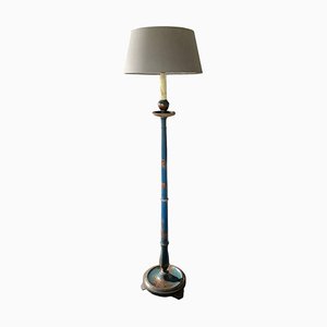 Lámpara de pie Chinoiserie azul, años 50